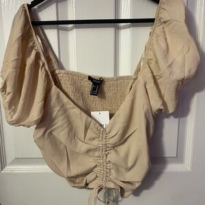 H&M Women's Cream Ruched Top